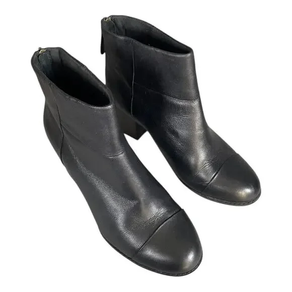 Clarks Women’s Enfield Tess Black Leather Block Heel Ankle Boots Size-8.5Wide - Picture 7 of 9